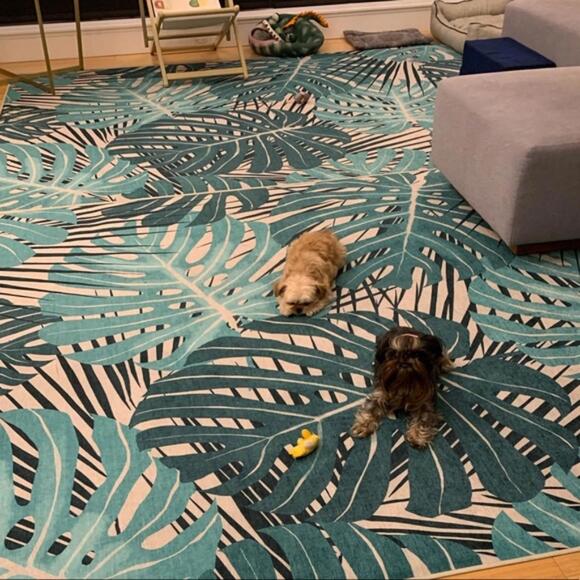 Monstera Jade Washable Rug - Picture 2 of 5